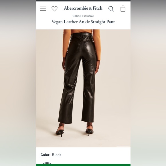 ⭐️NWOT⭐️ ABERCROMBIE & FITCH Vegan Leather pants (Black) - Picture 2 of 11